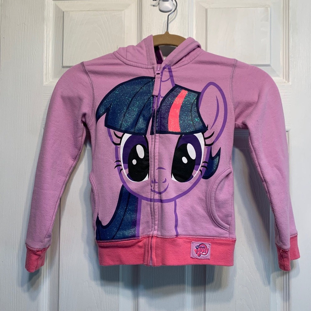 My Little Pony Twilight Sparkle Hoodie Size 5/6 Pink 3D Mane Wings Zip Up magic